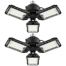 LED Garage Lights 2 Pack -80W, 8000LM 6500K Led Shop Light with 3 Deformable Panels, Basement Barn Light Garage Ceiling Lights, E26 for Garage, Warehouse, Shop, Basement