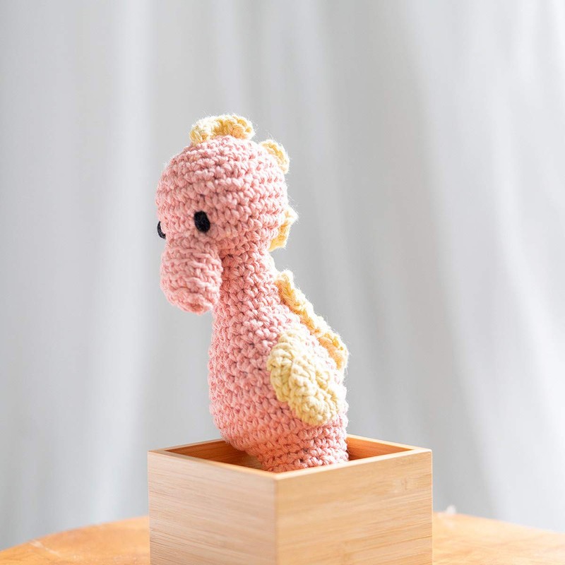 DIY Crochet Set Seahorse Bubbles Eco Barbante Apricot