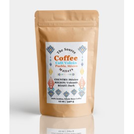 THE SOURCE MATTERS Café Volcán Mexican Whole Coffee Beans (12 oz, Dark)