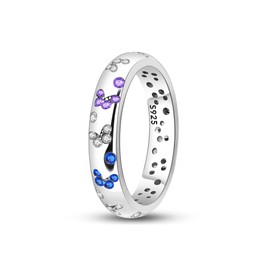 ChenYuTe 925 Sterling Silver Simple Elegant Personality Women's Ring Daily Party Wedding Wear Colourful Square Crystal Cubic Zirconia / Stackable Vintage Ring Size 6-9, 8, Non-precious metal, Cubic