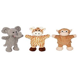 goki Hand Puppets Set of 3 Giraffe, Monkey and Elephant (with Legs)