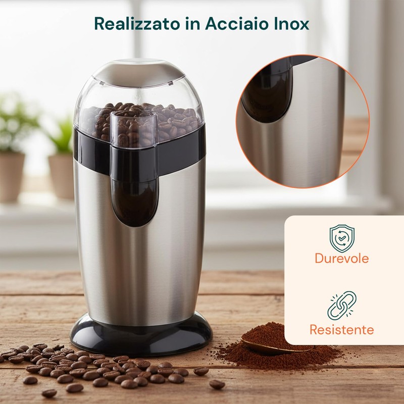 Avilia Trita Caffè Elettrico con Lame in Acciaio Inox e
