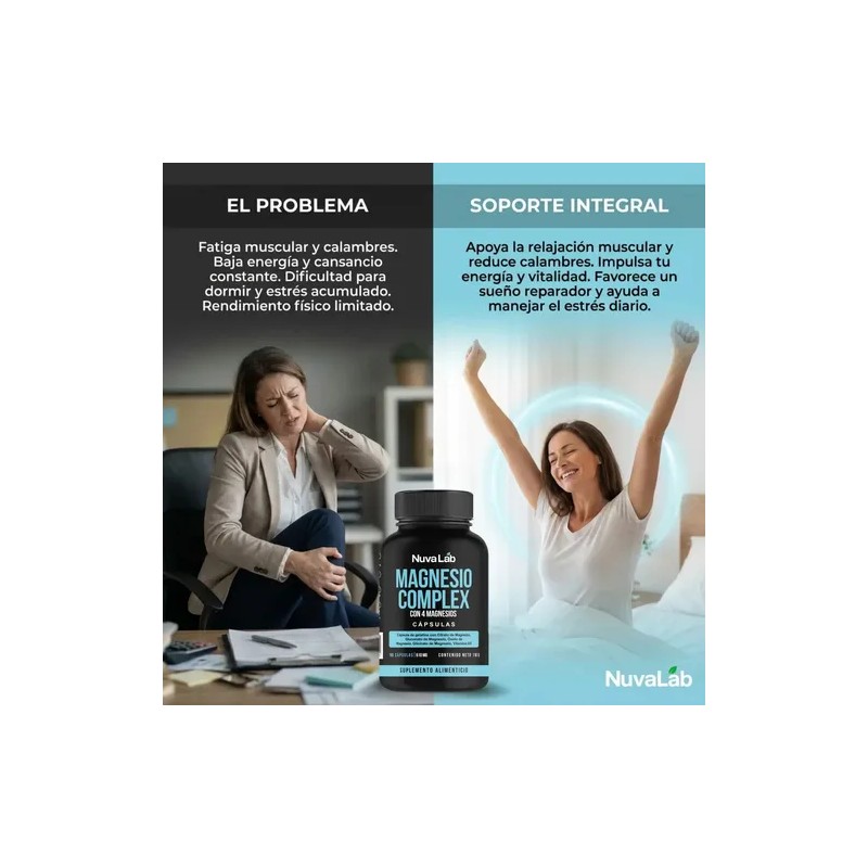 Magnesio Complex Con 4 Magnesios 610 Mg 180 Capsulas Nuvalab