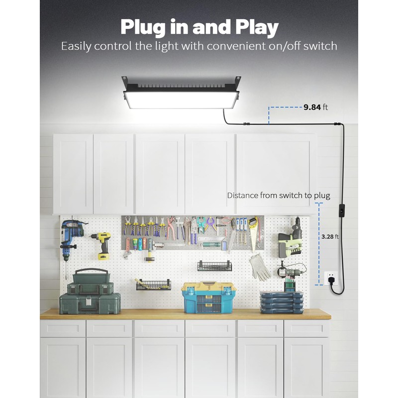 Linkable LED Shop Light(Built-in Outlet), 100W 15000LM Aluminum Plug in