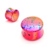 Mystic Metals Body Jewelry Pair of Pink Opalescent Splatter Acrylic