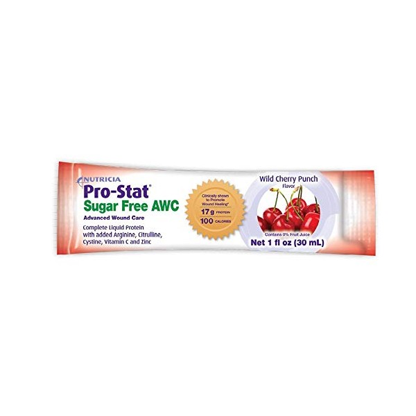 Pro-Stat Sugar Free AWC Protein Supplement Wild Cherry Punch Flavor 1 oz. Individual Packet Ready to Use, 40130-U - ONE Packet