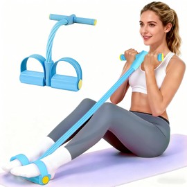 Pedal Resistance Bands with Handles, Upgrade 6-Tubes Manual Tension Training Pedal, Natural Rubber Foot Pedal Resistance Bands, Multifunction Fitness Bands for Abdomen, Waist, Arm, Leg