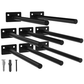LEOPO Black 8 Pack-8 inch Floating Shelf Bracket, Hidden Brackets for Floating Wood Shelves
