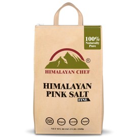Himalayan Chef Himalayan Pink Salt – Fine Grain, 80oz (5 Pounds Bag), 100% Natural and Pure, Non-GMO, Vegan –Pink Salt for Shaker