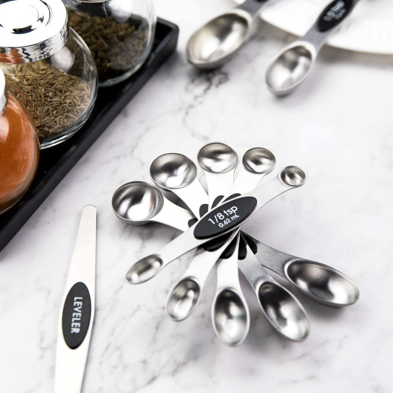 MAKREL® 8 Piece Magnetic Stackable Measuring Spoon Set Stainless Steel