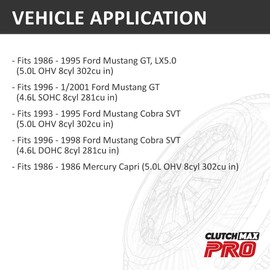 ClutchMaxPRO Performance Stage 2 Clutch Kit Compatible with 1986-1995 Ford Mustang GT LX5.0 1996-2001/01 Mustang GT 1993-1998 Cobra SVT 1986 Mercury Capri 4.6L 5.0L (CP07042HD-ST2)