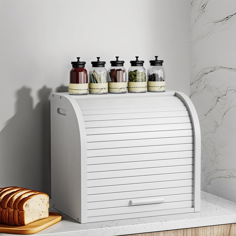 G.a HOMEFAVOR Bread Box: Large 2-Tier Bamboo Roll Top Bread