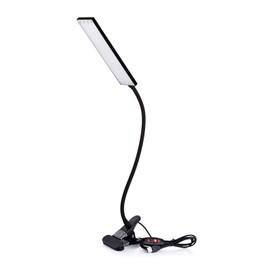 VICFUN LED Desk Lamp Dimmable Eye-Care Reading Light Office Light Adjustable 3 Color Modes,14 Brightness Levels, Gooseneck Flexible Clip-on Light for Studying, 5W-Black
