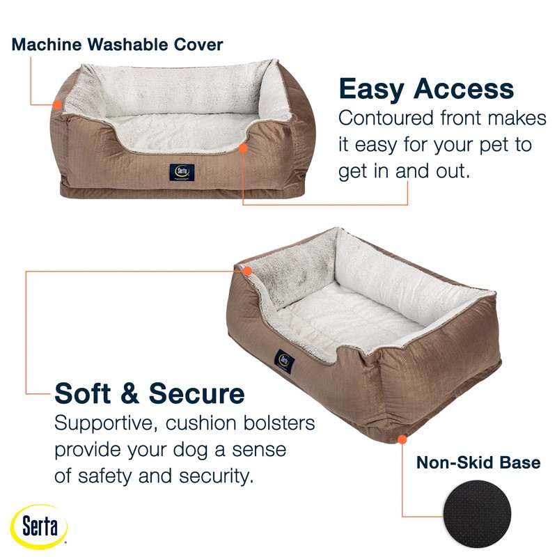Serta Orthopedic Cuddler Dog Bed for Pets – Chocolate Brown