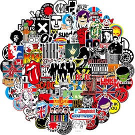 100 Pcs Rock and Roll Music Stickers, Band Sticker for Classic Rock Music for Water Bottles Laptop Bicycle Skateboard Luggage Waterproof Vinyl Graffiti Stickers for Teens Adults