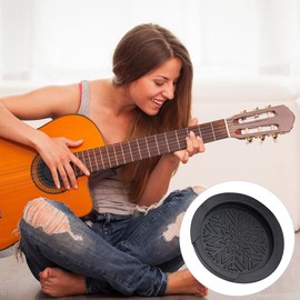 Joyzan Guitar Sound Hole Cover, Covers Protector Acoustic Elastic Rubber Soundhole Feedback Eliminator Buster Block Caps for Plug Screeching Reducer Cap Halt Buffer Classic Eliminates Pattern, Black