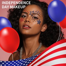 Teenitor 4th of July Star Face Gems, Self Adhesive Face Jewels For Women, Gem Stickers Face Rhinestones, Star Rhinestone Stickers 4th of July Accessories for Face, Body, Hair