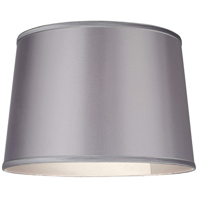 Sydnee Satin Light Gray Large Drum Lamp Shade 14" Top