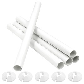 5 PCS Radiator Pipe Covers and Pipe Collars White 200mm x 15mm Thickened Radiator Sleeves 15mm Plastic Snap On Radiator Caps