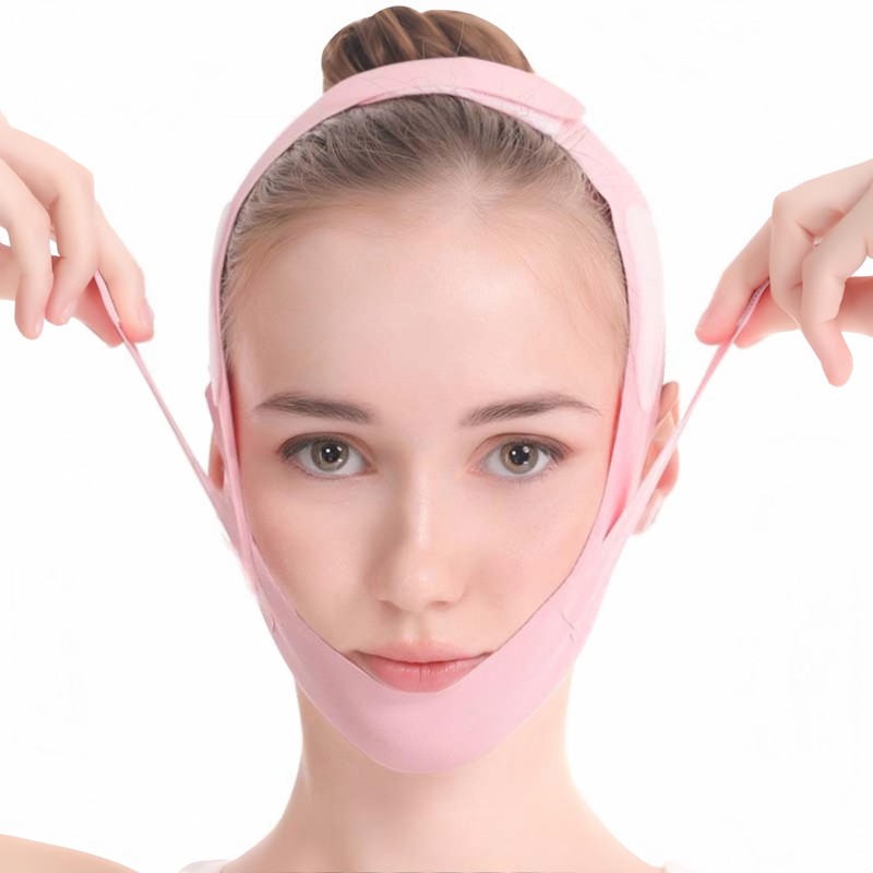 V-Line Lifting Belt, Double Chin Reducer, Facial Shaping Band, Pink