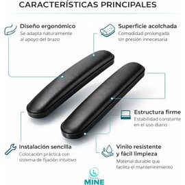 SEVEN MINE Descansabrazos Repuesto Silla de Ruedas Acolchados — Apoyabrazos Vinilo Negro, Corto 26 cm o Largo 33 cm, Instalación Rápida, Par 2 Piezas Izquierdo y Derecho (33 CM)