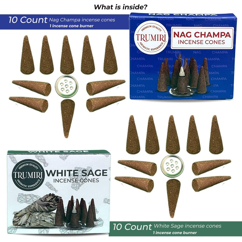 TRUMIRI Incense Cones - Combo Pack of 20 Cone Incense