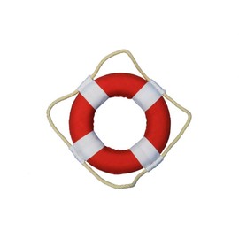 Hampton Nautical Vibrant with White Bands Life Ring Decoration, 6", Red