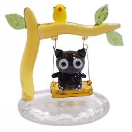 Cute Handmade Glassware Swing Cat CYK1184