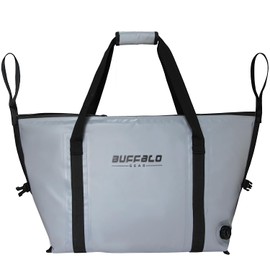 Buffalo Gear Insulated Fish Bag Cooler Flat Bottom-45QT Fishing Cooler Wateroproof Fish Kill Bag (Grey)
