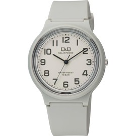 Citizen Q&Q Analog Solar Wristwatch, 10 ATM Water-Resistant, Urethane Strap, No Battery Replacement Needed, Lightweight, Easy-to-Read Dial, Simple E04A Series, gray, Classic