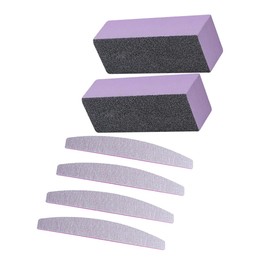 Baluue 6Pcs Three Sides Nail File Set Sponge Buffer Polisher Manicure Tools for Home Use for Nail Art and Grooming