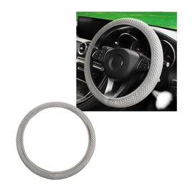 Wevdn Elastic Stretch Steering Wheel Cover, 15"×15" Microfiber Breathable Ice Silk Steering Wheel Protector, Anti-Slip Elastic Steering Wheel Cover for Men Women, Car Accessories (Gray)