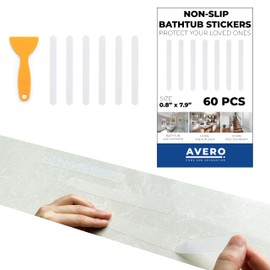 AVERO 60PCS Non-Slip Bathtub Stickers Shower Floor Safety Bathrom Tubs Showers Home Kitchen Treads Adhesive with Scraper (Transparent/Clear)