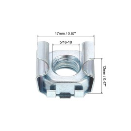 uxcell 5/16-18 Cage Nut, 25Pcs Snap-in Cage Nuts, Carbon Steel Zinc Plated Metric Nut for Server Rack Cabinet, Silver