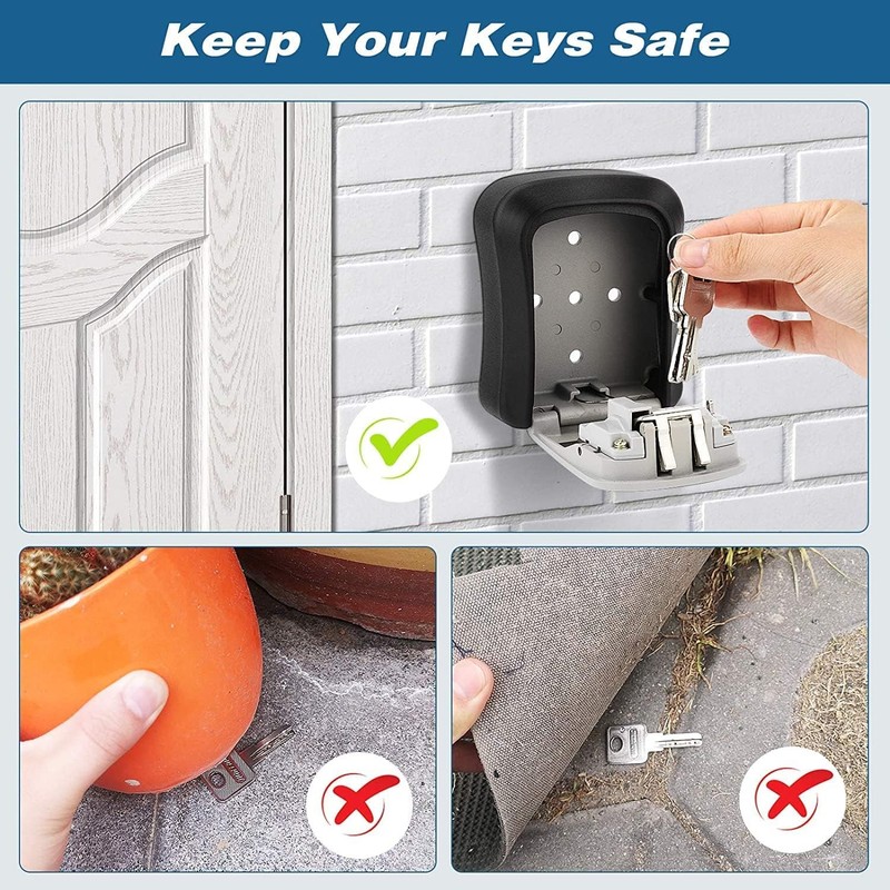 4 pcs Key Safe Wall Mounted,Key Lock Box with Combination
