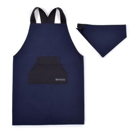 Colorful Candy Style N7902210 Children's Apron with Crossed-in-Back Straps, Slip-On, Kids, Boys, Set includes Bandanna-Style Head Covering, 39.4 - 47.2 inches (100 - 120 cm), Deep Navy