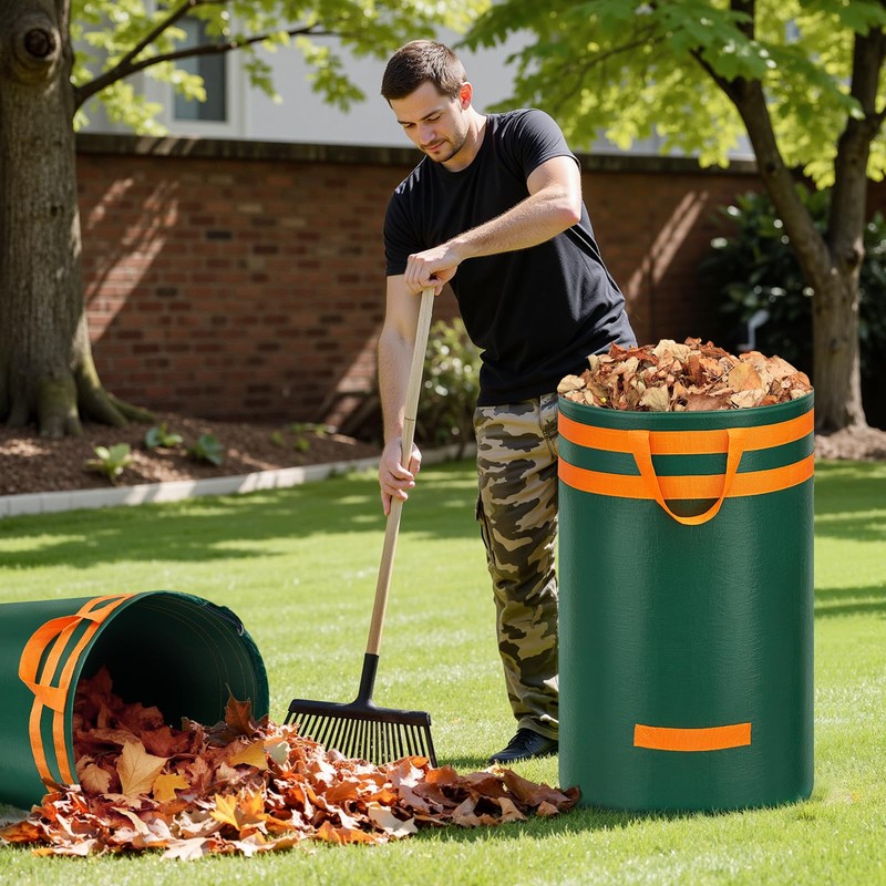Enbagold 3X 120L Gartenabfallsack Stabil, Laubsack mit Griffen Gartensack Groß,