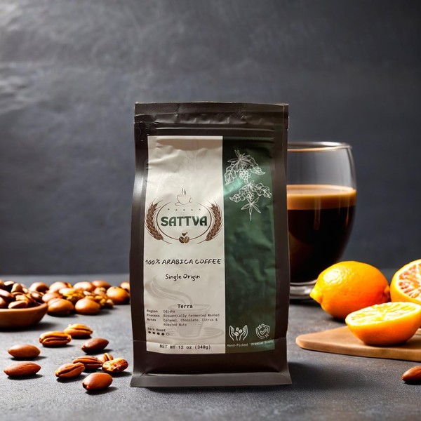 Sattva Coffee Terra Dark Roast Whole Bean, Low Acid, Caramel