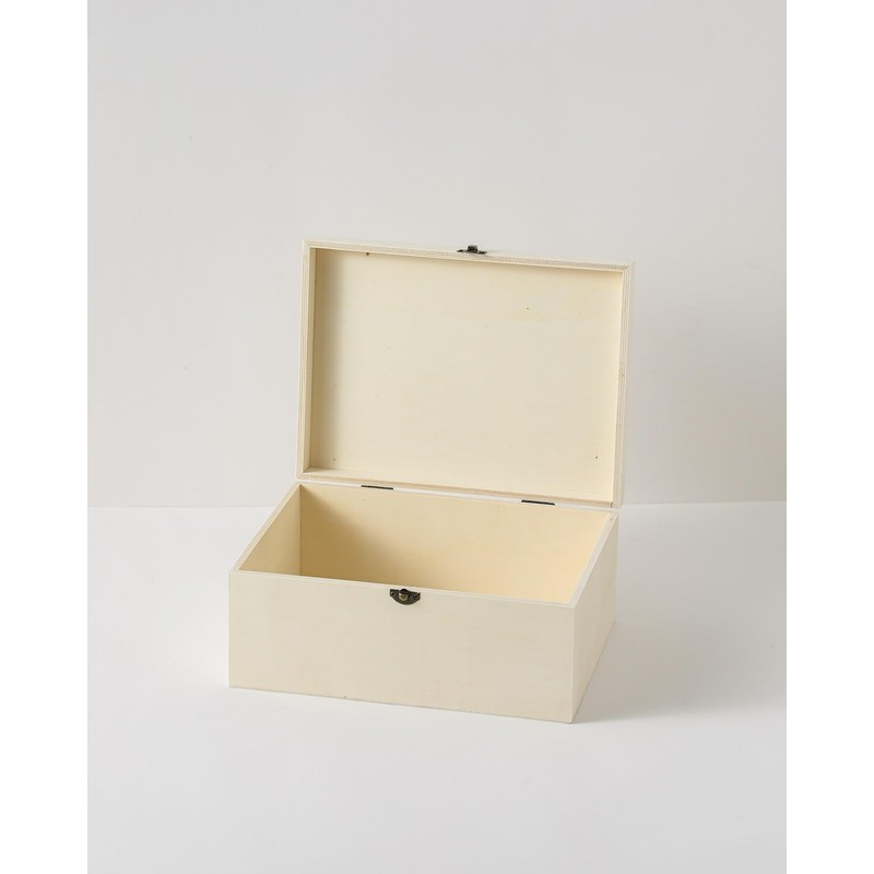 Xhqsulsclac 2 Pack Large Unfinished Wooden Box with Locking Clasp