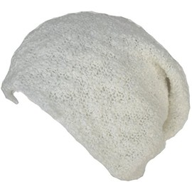 Headchange Popcorn Texture Slouch Knit Beanie (White)