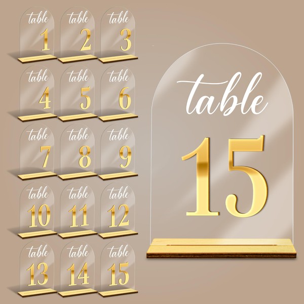 Woodamore Wedding Table Numbers 1-15, Acrylic Table Number Signs With