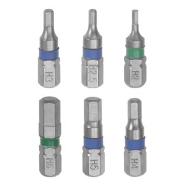 HARFINGTON 6pcs Hex Screwdriver Bit 2-6mm 1/4" Hex Shank 1" Length S2 Steel Magnetic Power Drill Bits