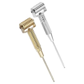 TopHomer 2PCS Brass Face Massager Face Roller & Gua Sha Facial Tool Set, Muscle Tension Relief, Skin Care for Woman/Men, Face Self Care, Gold+Silver