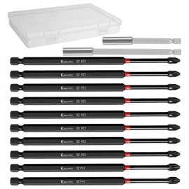 PH2 & PZ2 Magnetic Impact Driver Bits Set, 12PCS Magnetic Impact Screwdriver Driver Bits Set, 8PZ2 + 2PH2 Screwdriver Bit Sets for Daily Screwdriving Needed with 150 mm + 100 mm Extension Bit Holders