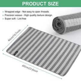 VIVOTE Microfiber Tea Towels Bamboo Fibre Tea Towels for Kitchen, Super Soft & Absorbent Kitchen Towels, Unique Style T Towels,Terry Tea Towels Grey Color 40x60cm 3 Pieces
