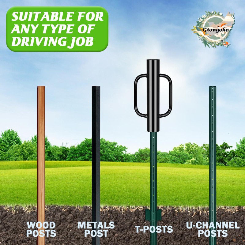 Gtongoko 12LB T Post Driver with Handles Heavy Duty Fence
