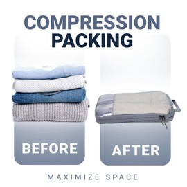 Aldans 6 Set Compression Packing Cubes, Efficient Travel Packing Organizers with Durable Waterproof Nylon, Suitcase Organizer Bags for Luggage, Lightweight Vacation Travel Essentials