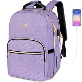 MATEIN 17 Inch Laptop Backpack, Womens Travel Laptop Backpack, Large Water Resistant College Teacher Nurse Work Bag Lightweight Daypack Computer Bagpack with USB Charging Port, Purple