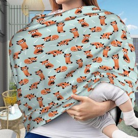 Muishi Red Cute Panda Baby Car Seat Covers Carseat Canopy Soft Infant Stroller Cover Nursing Breastfeeding Covers for Girls Boys Newborn