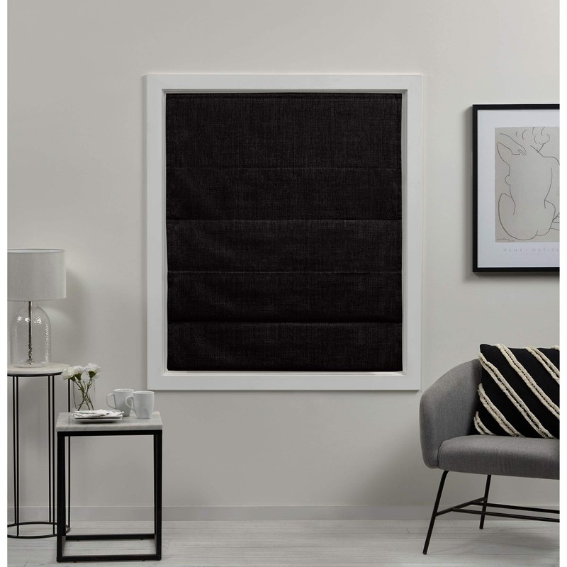 Exclusive Home Curtains Acadia 100% Blackout Polyester Roman Shade, 23"x64",